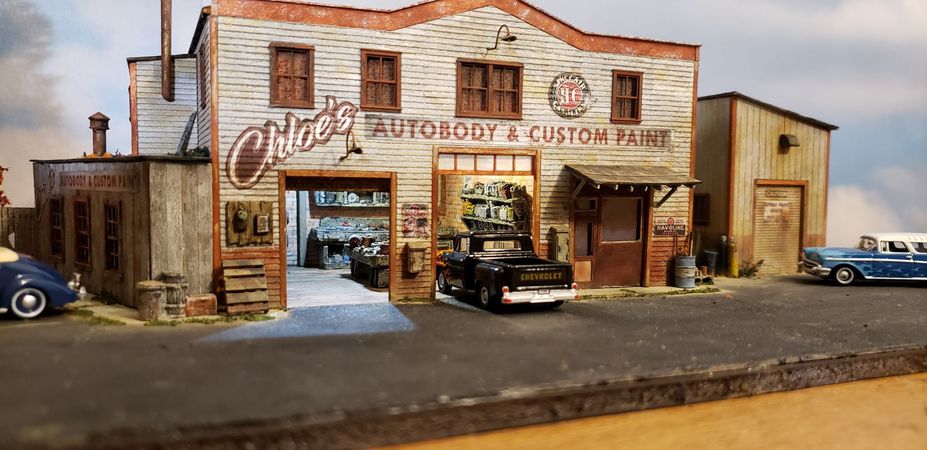 old time garage with lighting and interior Small 2