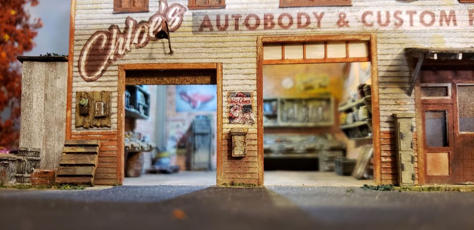 old time garage with lighting and interior Small 6