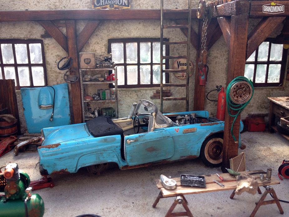BarnGarage Diorama Ford Thunderbird 1955 Small 10