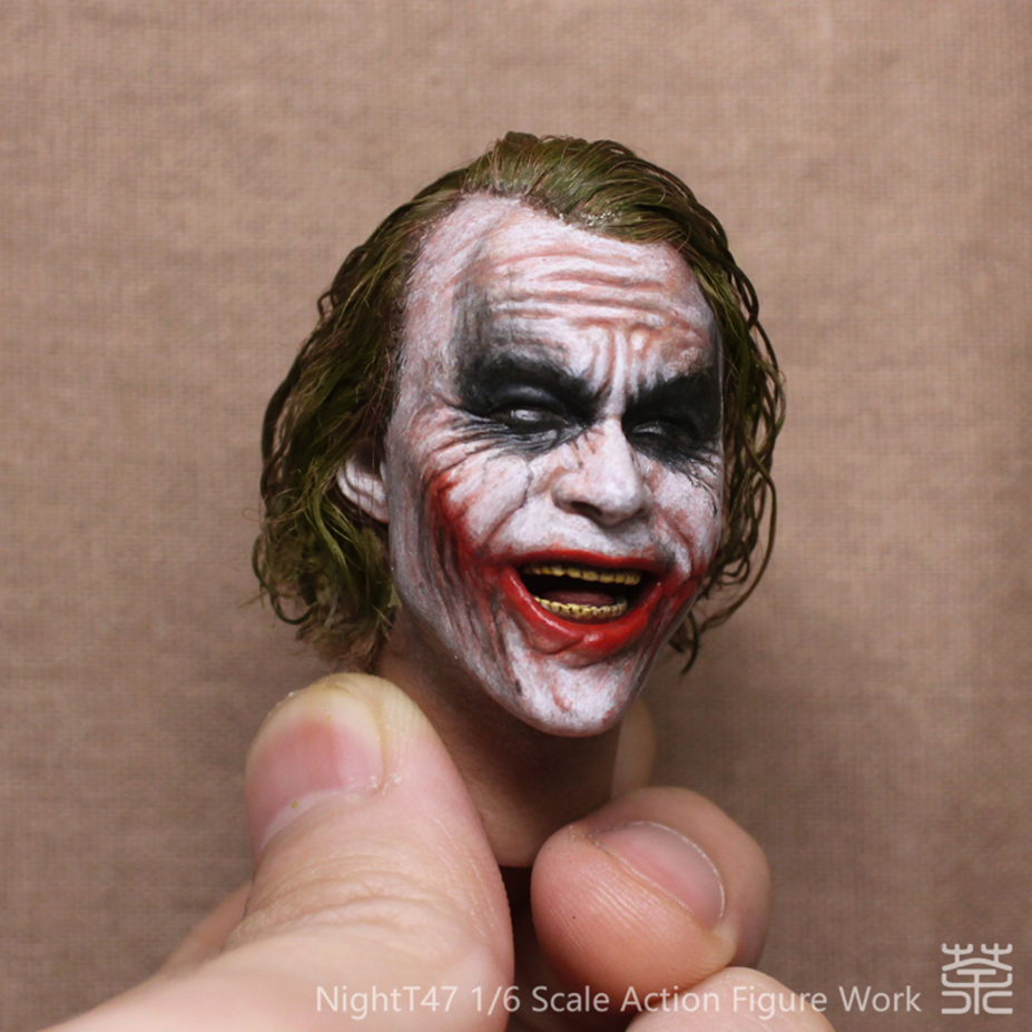 Heath Ledger Joker 1/6 headsculpt repaint & rehair work Small 2